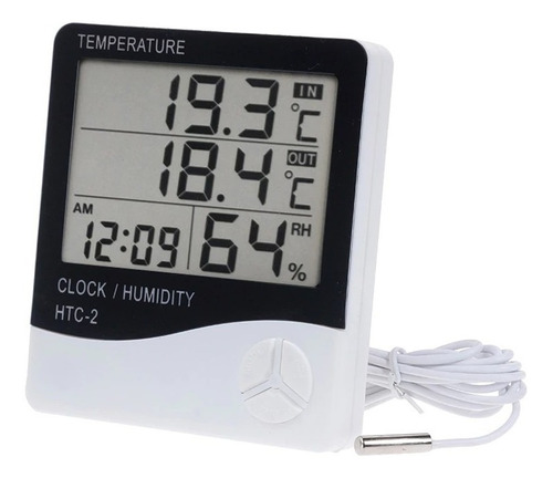 Imagen 1 de 10 de Termohigrometro Digital Temperatura Humedad, Reloj  Htc-2
