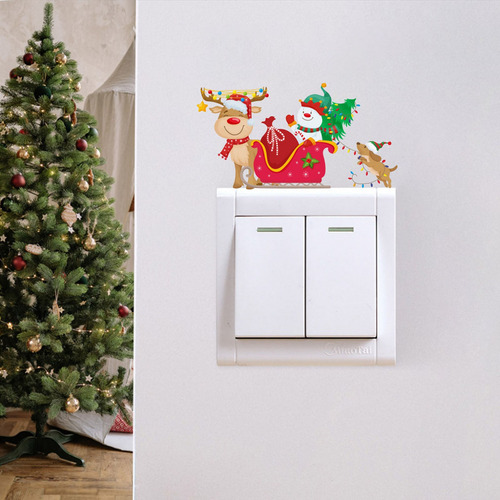 Adhesivo Navideño H Con Forma De Trineo De Renos, De Pvc, Co