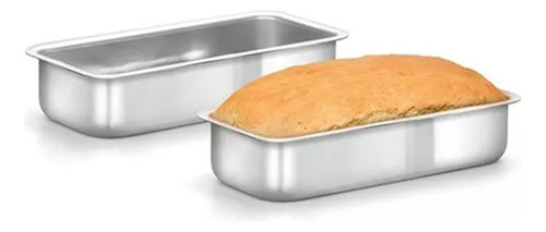 Kit 2 Forma Assadeira Alumínio Para Pão Retangular N.1 900ml