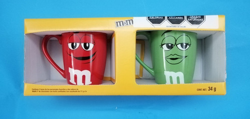 2 Tazas M&m's Original Mars Con Sobres Chocolate Confitado