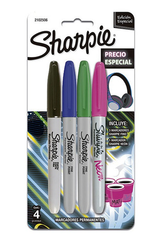 Marcadores Sharpie Fiesta Cd4 Con Neon 