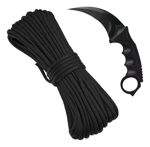 Set Camping Cuerda Paracord + Cuchillo Karambit Supervivenci