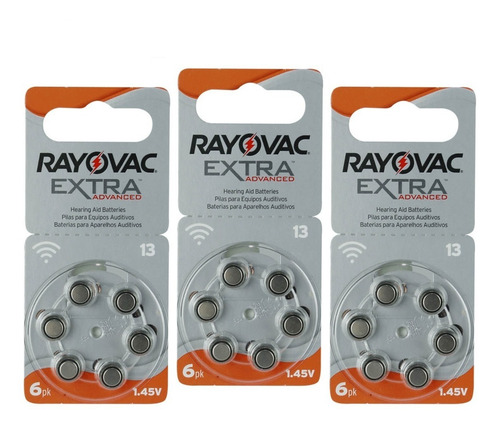 18 Pilas Para Audífono #13. Rayovac Extra Originales 1.45 V
