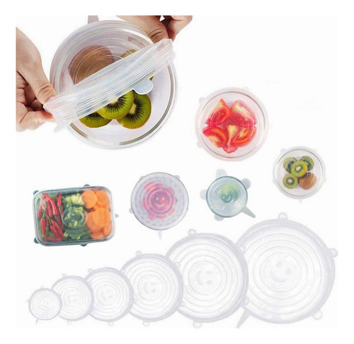 Paquete De 6 Tapas Elásticas De Silicona, Funda Reutilizable