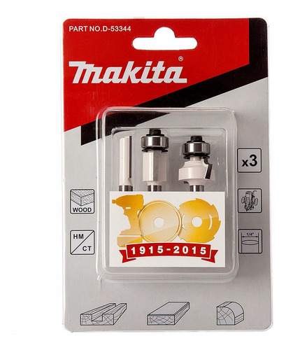 Juego De Fresas Makita Eje De 1/4 3 Piezas 53344 Po