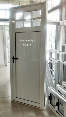 Puertas Aluminio Blanco 70x200  1/4 Vidrio Repartido 