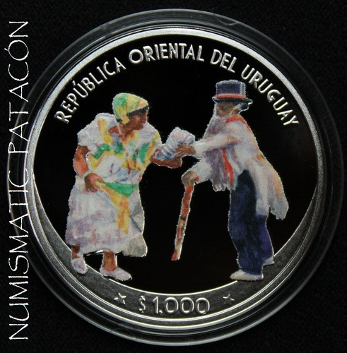 Moneda Plata Uruguay Candombe Certificado Y Estuche - Proof