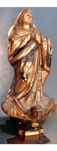 Antigua Virgen Maria Talla Madera Policromia Lusitana Brasil
