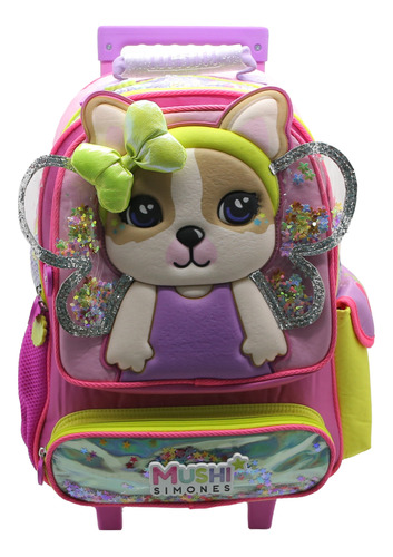 Mochila Escolar Simones Mushi Cute Con Carro Hada 16 Pulgada