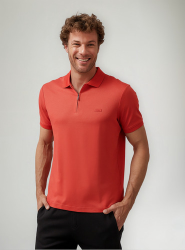Polo Smooth Cotton Welt Rojo Calvin Klein