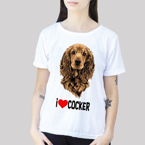 Cocker Spaniel - Cocker - Perro / Remera Mujer (blanca)