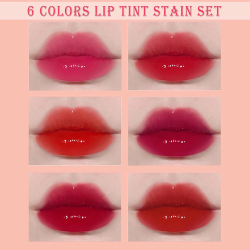 Juego De Tintes De Labios De 6 Colores, Brillo De Labios Cor