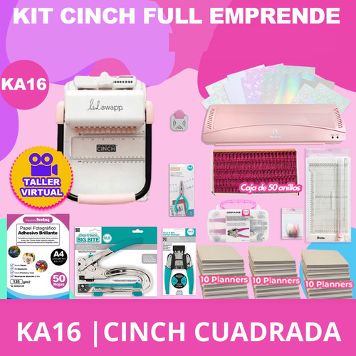 Encuadernadora Cinch Rosa, + Kit Laminadora  Ka16 