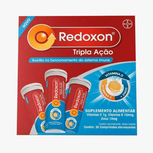 Suplemento Alimentar Redoxon Tripla Ação com Vitamina C Vitamina D e Zinco 30 comprimidos Efervescentes sabor Laranja