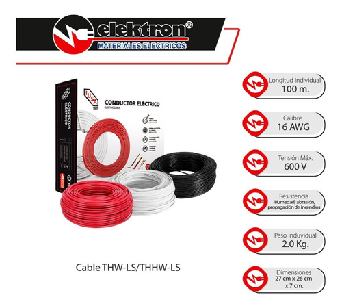 Imagen 4 de 8 de Kit 3 Cajas 100 Mts Cable Iusa Negro,blanco,rojo Thw Cal 16