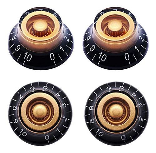 Taiss 4pcs Amber Top Hat Bell Style Knobs Guitarra Eléctrica