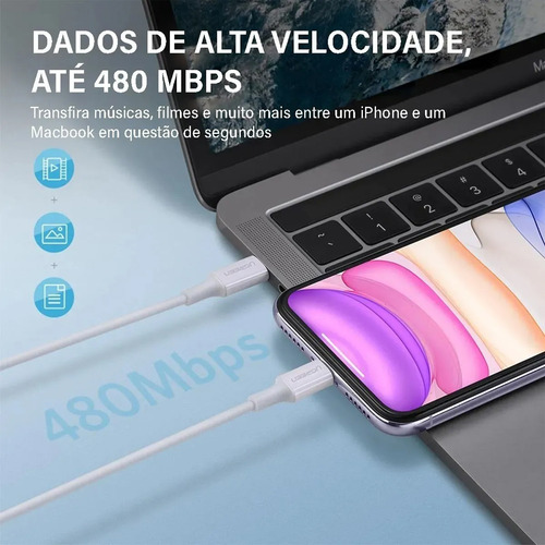 Cabo De Dados Ugreen 60748 Compatível Com iPhone Mfi 1m