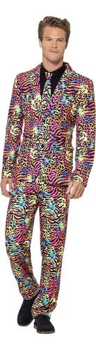 Smiffys Mens Neon Suit Disfraces De Tamaño Adulto, Multicolo