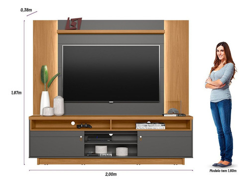Rack Araçatuba Com Painel Aurora Para Tv Até 60 Polegadas