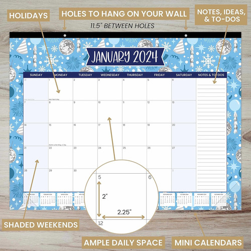 Calendario De Escritorio 2024, 21 X 16 , Gran Pad Orga...