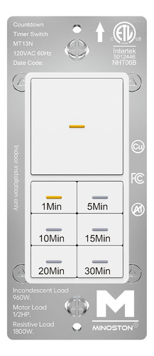 Interruptor Temporizador De Cuenta Regresiva De 30 Minutos, 