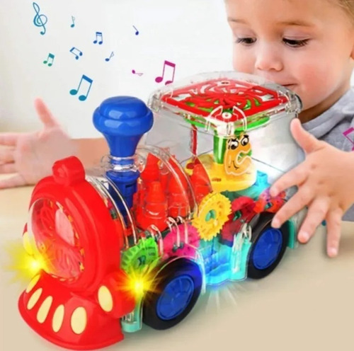 Tren Transparente Musical A Pila Con Luz Juguete Niños 