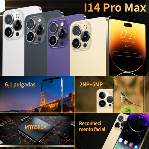 P Teléfono Barato Android I14 Pro Max 6.3 Negro