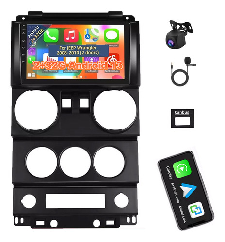 Gps Carplay Autostereo De 2+32 G Para Jeep Wrangler 2008-201