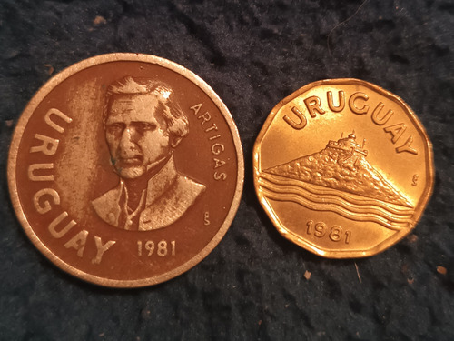 Monedas Uruguayas 1981 ( 10n$ Y 20 Centesimos)