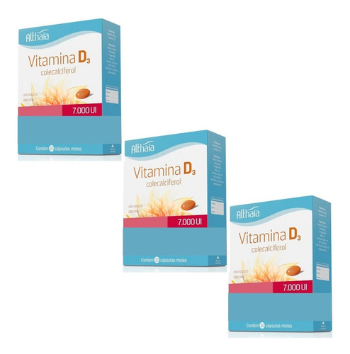 Kit Com 3 Vitamina D 7.000 Ui Com 30 Cápsulas Cada Althaia