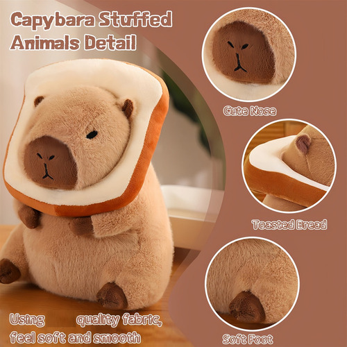 Muñeco De Peluche De Capibara Con Pan Tostado, 2 Piezas