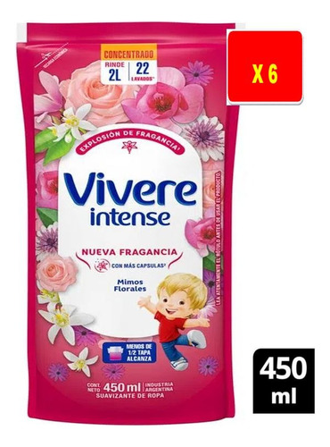 Suavizante Vivere Intense 450ml X 6 Uni.