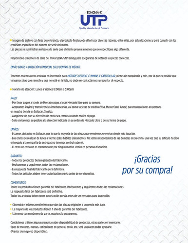 Caterpillar C13 Kit De Media Reparación Sin Pistones