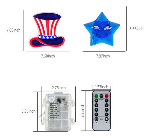 * Led Rojo, Blanco Y Azul Y Sombreros Con Bandera Y Mando A