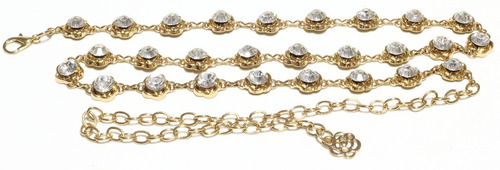 Cinto Feminino De Metal Dourado Com Strass