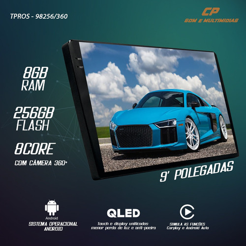 Multimídia Fiat 500 9p Android Adak Tpros 256gb + 360