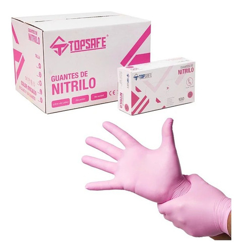 Guante De Nitrilo Rosados Caja De 100 Uds -seleccionar Talla