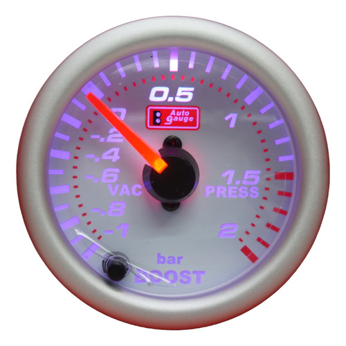 Reloj Presión De Turbo Bar Fondo Blanco 7 Colores Autogauge