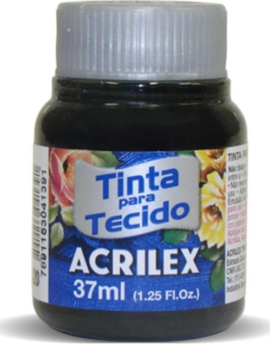 Tinta Tecido Preto Fosca 37 Ml Acrilex Tecido Roupa Promoção