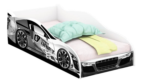 Cama Infantil Com Colchão Solteiro Carros Menino 88x188cm Cor Branco