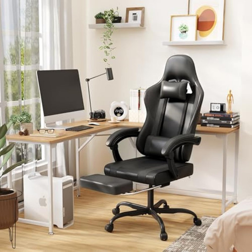 Silla Gaming Con Reposapiés Y Masaje Lumbar