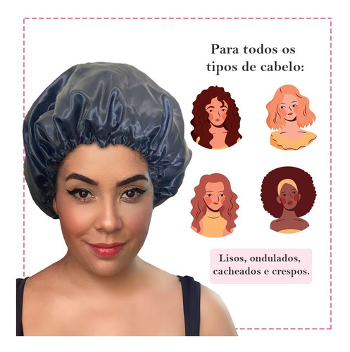 Imagem 4 de 5 de Touca Duplo Cetim Antifrizz - Preto