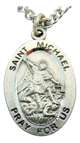 St Michael Medalla Colgante En La 18 Inch Cadena De Acero