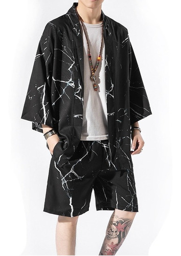 Cárdigan Kimono Japonés Grúa Cárdigan Baggy Albo Print