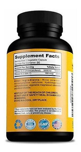 Suplemento De Vitamina K2 (mk7) Con D3 - Complejo Potente De