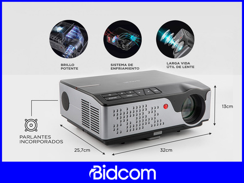Proyector Led Gadnic 7000 L Full Hd 4k 2 X Hdmi Usb Notebook Color Negro