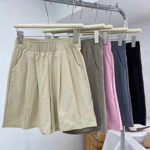 Pantalones Cortos Delgados Cómodos De Cintura Elástica Sólid