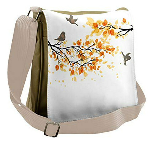 Bolso De Mensajero - Ambesonne Forest Bag, Flying Birds And 