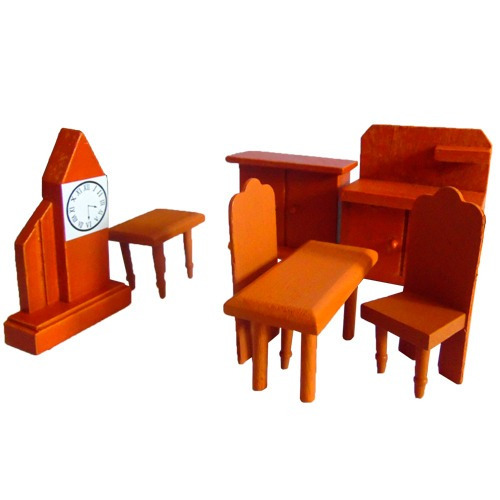 Juego Muebles Living Miniatura Madera Casa Muñecas Mini