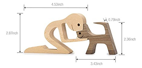 Fhtdw Regalo Único Madera Tallada A Mano Perro Estatua Human